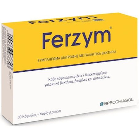 Specchiasol Ferzym Dietary Supplement With Beneficial Bacteria, Vitamins B And Dietary Fibers - 30 Tablets