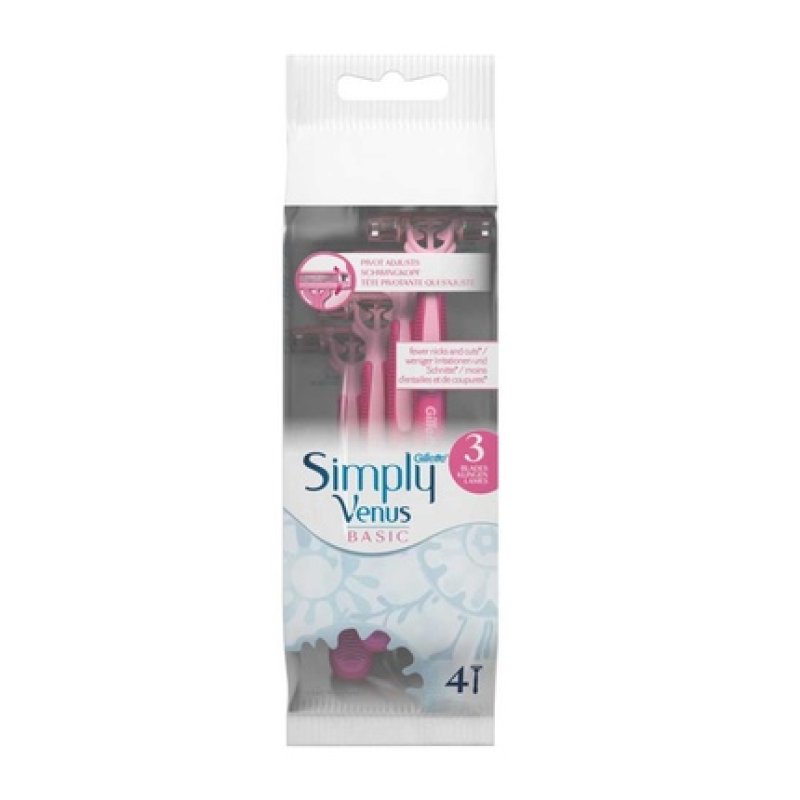Simply Venus 3 Basic Disposable Razors For Women - 4 Pieces