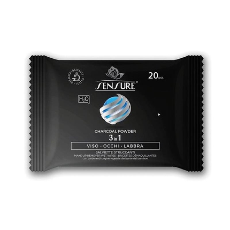 Sensure Cleansing Wipes With Charcoal And Vegetal Extracts - Pack Of 20