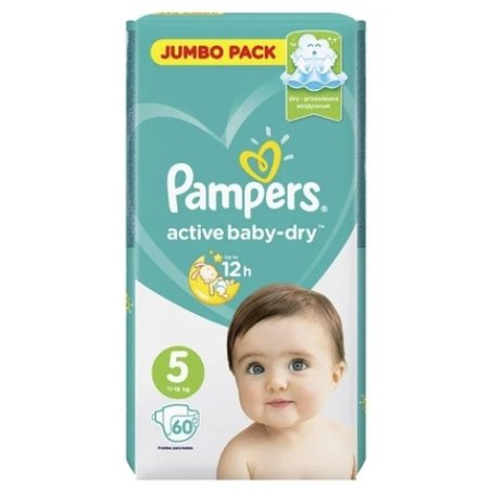 Pampers Active Fit Baby Diapers Size 5 11-16 Kg - 60 Count