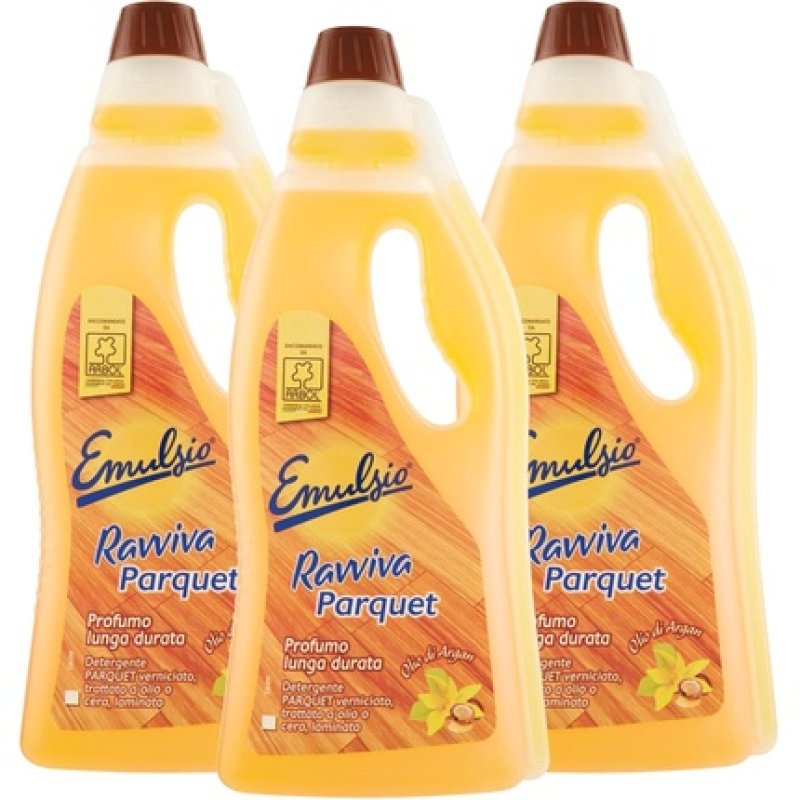 Emulsio Raviva Parquet Cleaner for Parquet and Laminate with Argan Oil 3 Bottles of 750ml