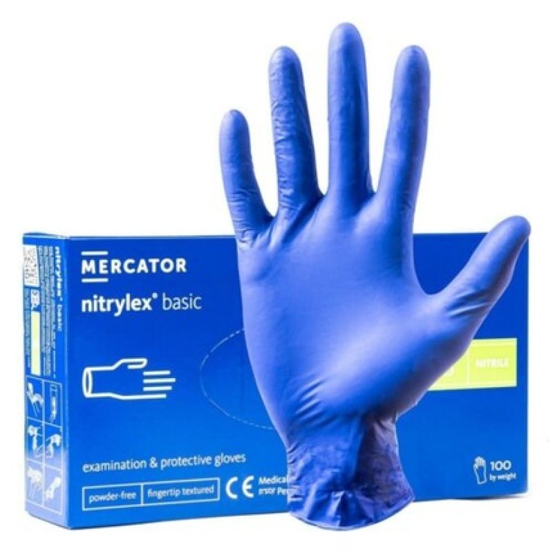 NITRILE GLOVES MERCATOR BASIC S BLUE