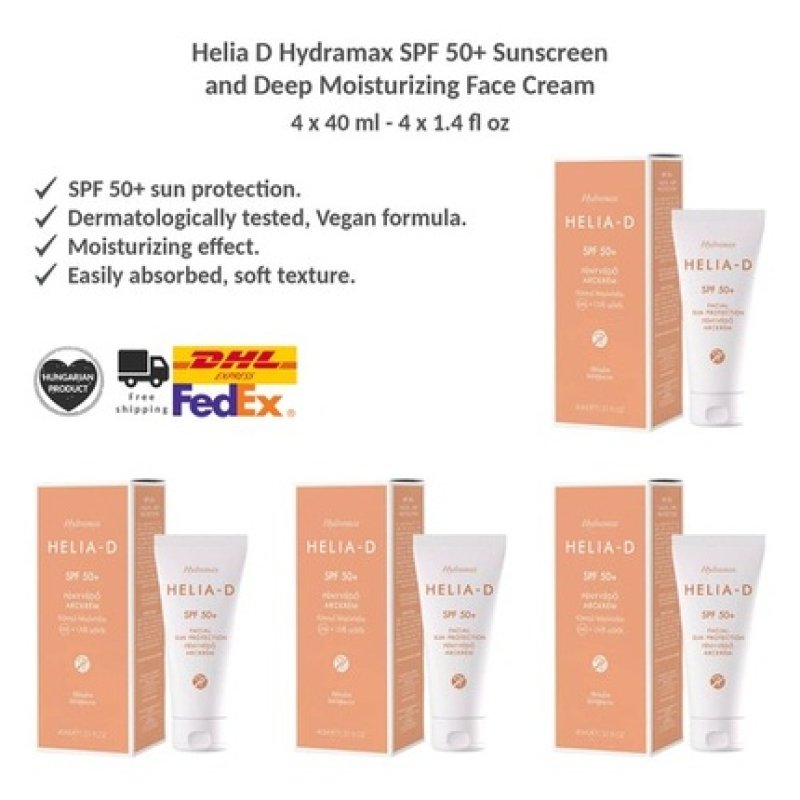 Helia-D Hydramax SPF 50 Sunscreen and Deep Moisturizing Face Cream 40ml - Pack of 4