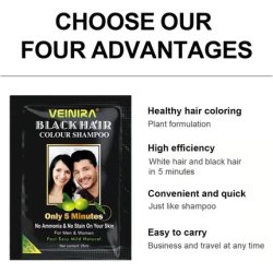 Veinira Herbal Quick Hair Colour Shampoo Instant Dye for Men and Women