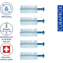 Curaprox Interdental Brushes CPS 410 Perio Refill 5 Pack Blue 2.8mm Diameter 10mm Effectiveness