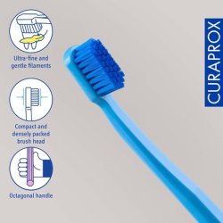 Curaprox Toothbrush CS 5460 Ultra Soft for Adults with 5460 Ultra Soft CUREN Bristles Light Blue-Blue