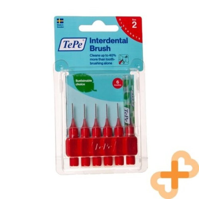 TEPE Interdental Brushes 0.50mm Red Size 2 Sustainable Choice - Pack of 6
