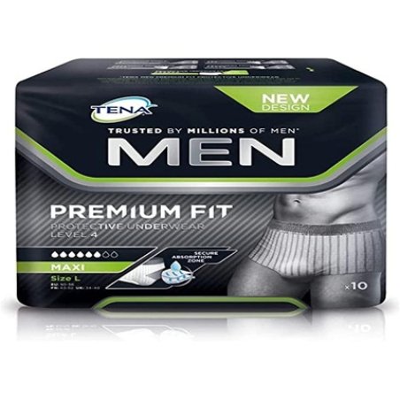 Tena Men Premium Fit Level 4 Protective Underwear Size L/XL Pack of 8 210g