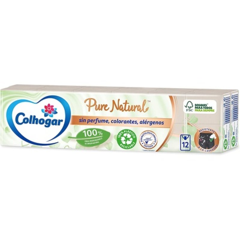 Colhogar Pure Natural X12 - Soft Disposable Biodegradable Tissues - Washing
