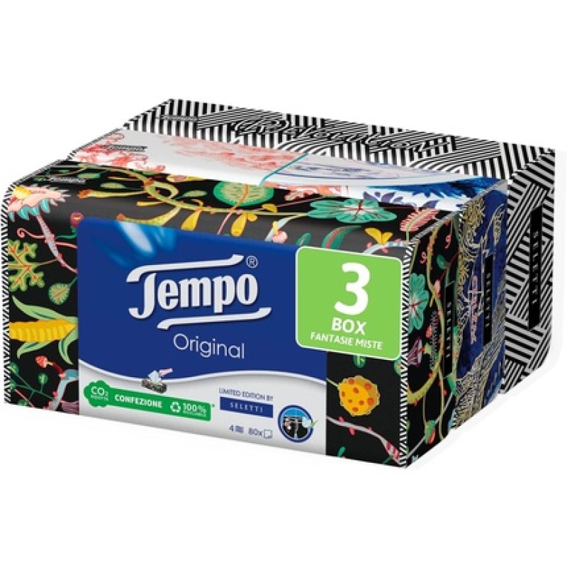 Tempo Paper Tissue Box Limited Edition Firmata Marras 80 Sheets 3 Boxes
