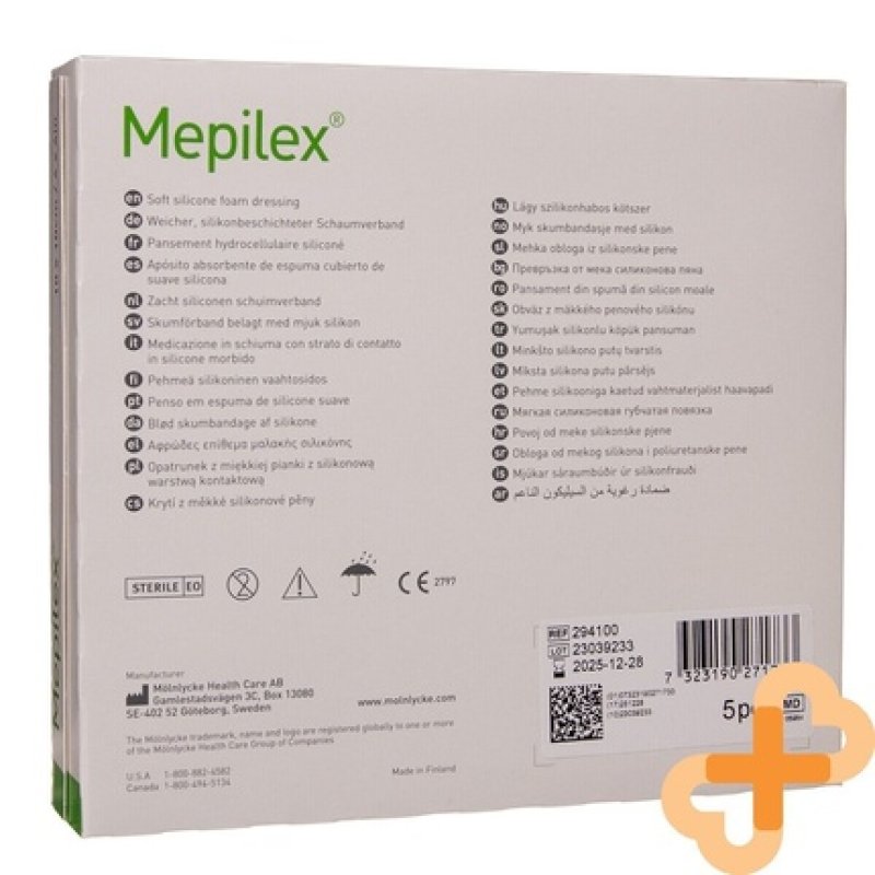 Mhc Mepilex Bandage 10x10cm for Scars Sterile 5 Pieces Self-Adherent Soft