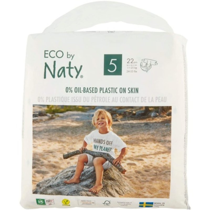 Eco By Naty Premium Disposable Nappies For Sensitive Skin Size 5 11-25 Kg 1 X
