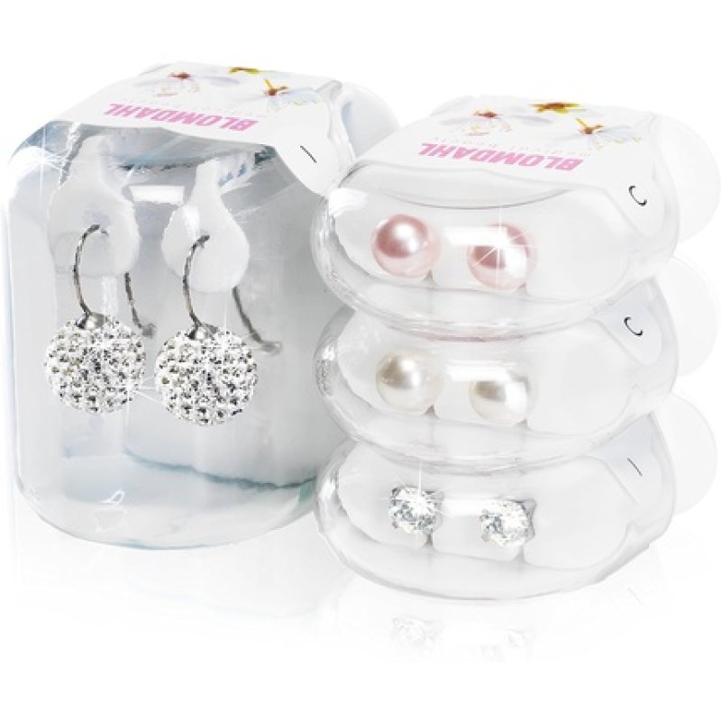 Blomdahl Hypoallergenic Natural Titanium Crystal Heart Pendant Earrings