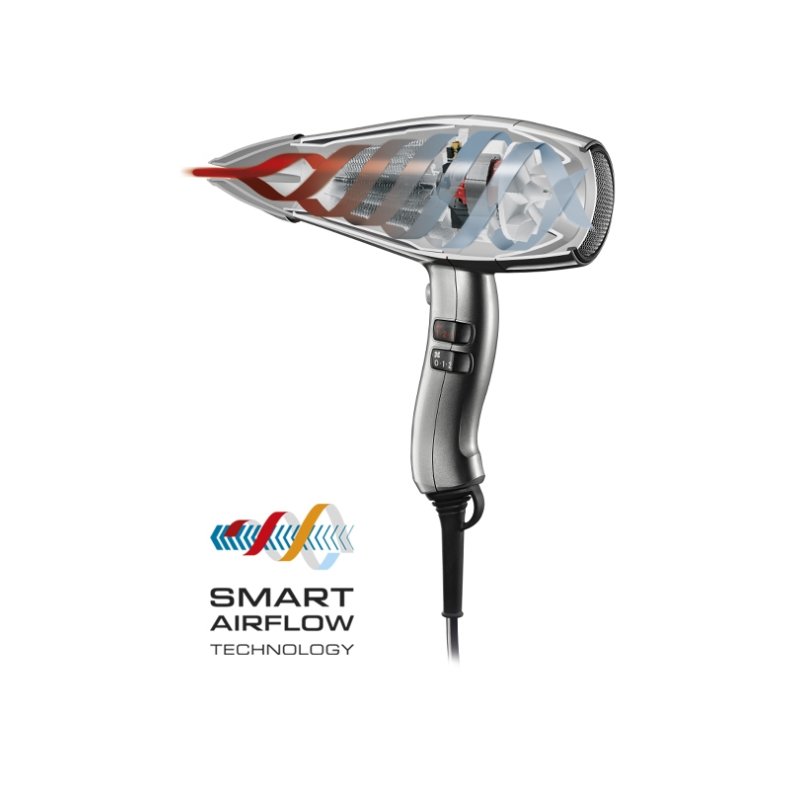 Valera Swiss Silent Jet 8600 Professional Ionic Hair Dryer for Quiet and Fast Drying 2400 Watts Silver Gray