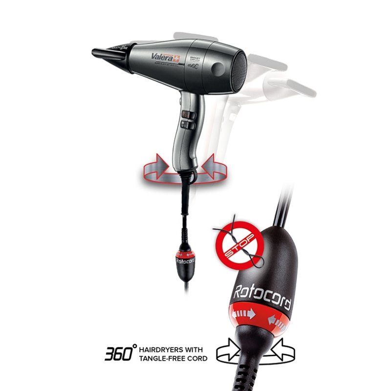 Valera Swiss Silent Jet 8600 Professional Ionic Hair Dryer for Quiet and Fast Drying 2400 Watts Silver Gray