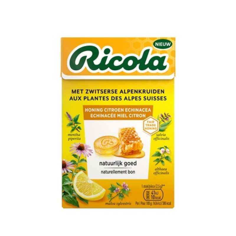 Ricola Honey Lemon Echinacea Pastilles - Soothing Herbal Candy