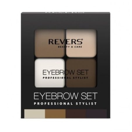 Professional Stylist Eyebrow Shadow Palette with Three Shades, Wax, and Brush