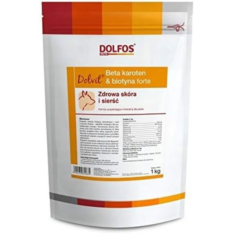 Dolvit Beta Carotene & Biotin Forte 1kg for Skin, Coat and Eyesight in Dogs