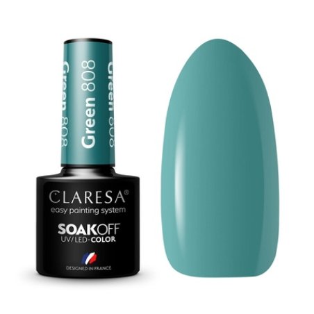 Claresa UV LED Nail Polish Collection Hybrid Manicure Soak Off Green Color No. 808 5ml