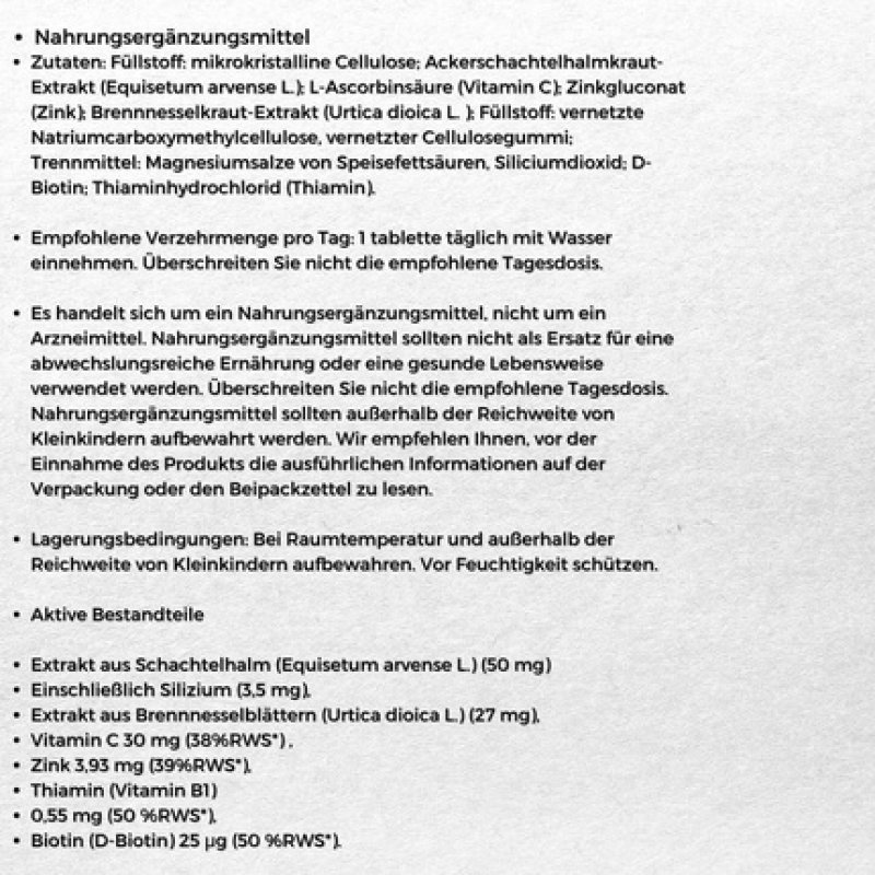 Starpharma Horsetail Strong Hair Skin and Nails Dietary Supplement with Plant Extracts 30 Tablets