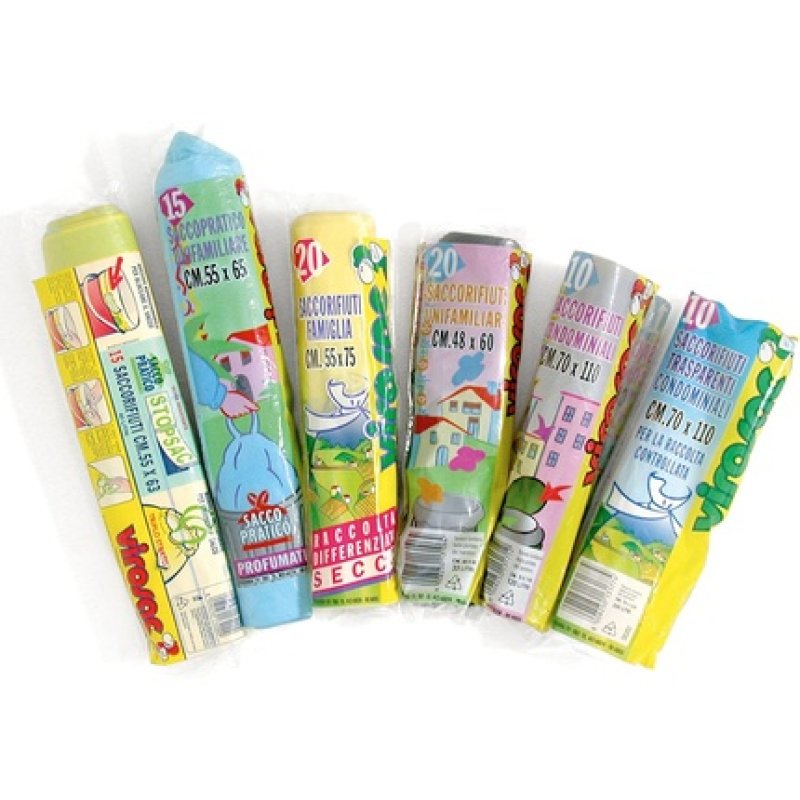 Virosac Roll 10 Bags 70x110 Black Bin Bags For Storage Of