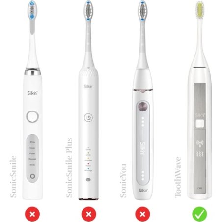 ToothWave with DentalRF Technology by Silk'n Electric Sonic Toothbrush Refill Pack of 2 Small Soft
