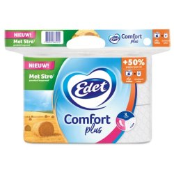 Edet Toilet Paper Comfort Plus 3-Ply Straw - 6 Rolls