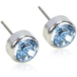 Blomdahl Hypoallergenic Silver Titanium Bezel Alexandrite Crystal Stud Earrings