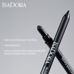 IsaDora Perfect Contour Kajal Black Eyeliner Pencil for Smokey Eyes - Highly Pigmented and Hypoallergenic - Easy