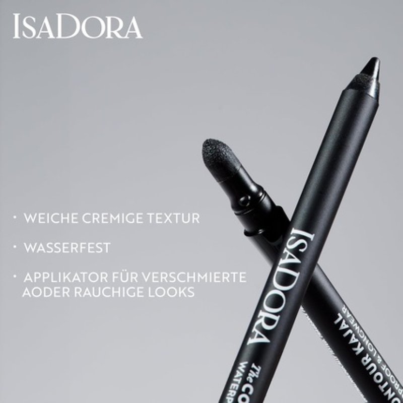 IsaDora Perfect Contour Kajal Black Eyeliner Pencil for Smokey Eyes - Highly Pigmented and Hypoallergenic - Easy