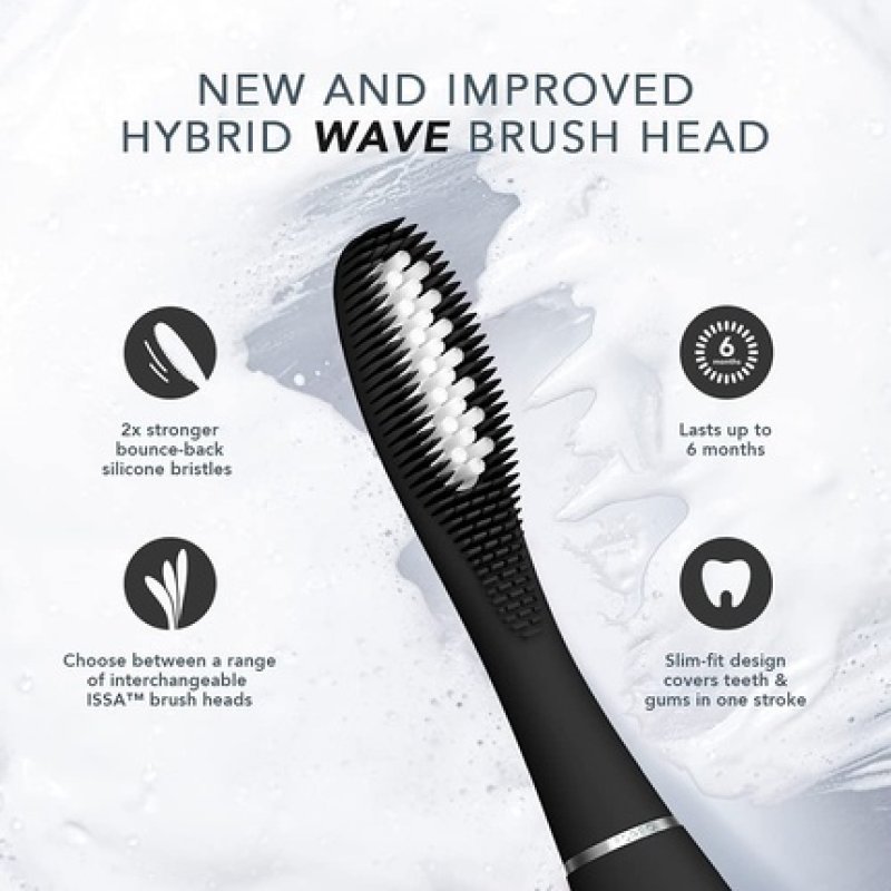 FOREO ISSA Hybrid Wave Black Brush Head Medical-Grade Silicone & PBT Polymer Bristles