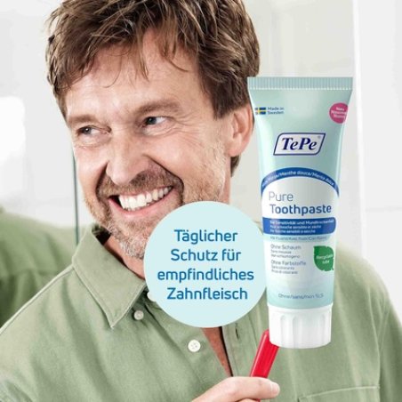 TePe Pure Toothpaste Mild Mint Very Gentle Fluoride Toothpaste for Daily Use with Sensitive Gums and Dry Mouth 75ml