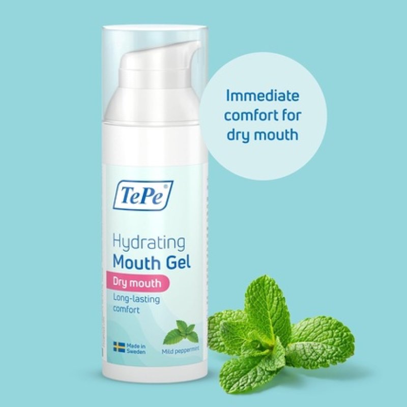 TePe Hydrating Mouth Gel for Dry Mouth with Mild Peppermint - Easy On-The-Go