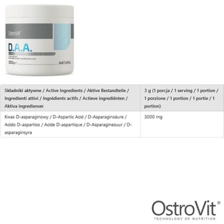 Ostrovit Nutrition D-Aspartic Acid 200g Testosterone Booster