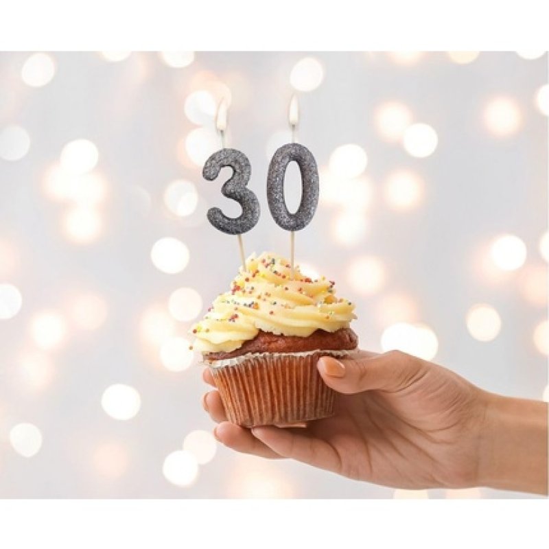 Godan Glitter Candle Number 0 Black