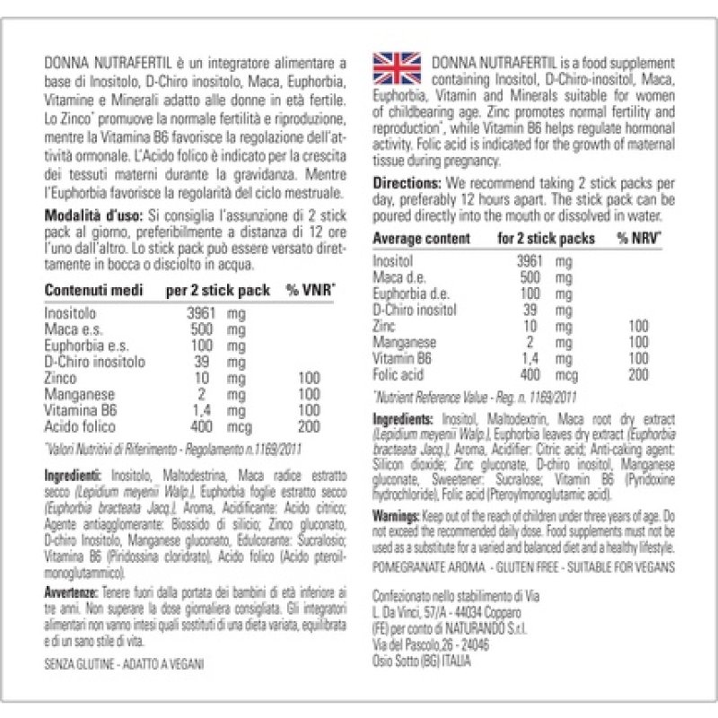 Naturando NutraFertil Dietary Supplement with Inositols, Folic Acid and Maca for Fertility and Reproduction