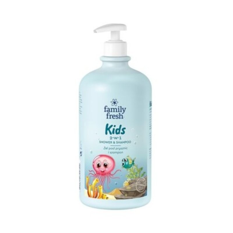 Kids Shower Gel and 2-in-1 Shampoo for Children 1000ml Family Fresh