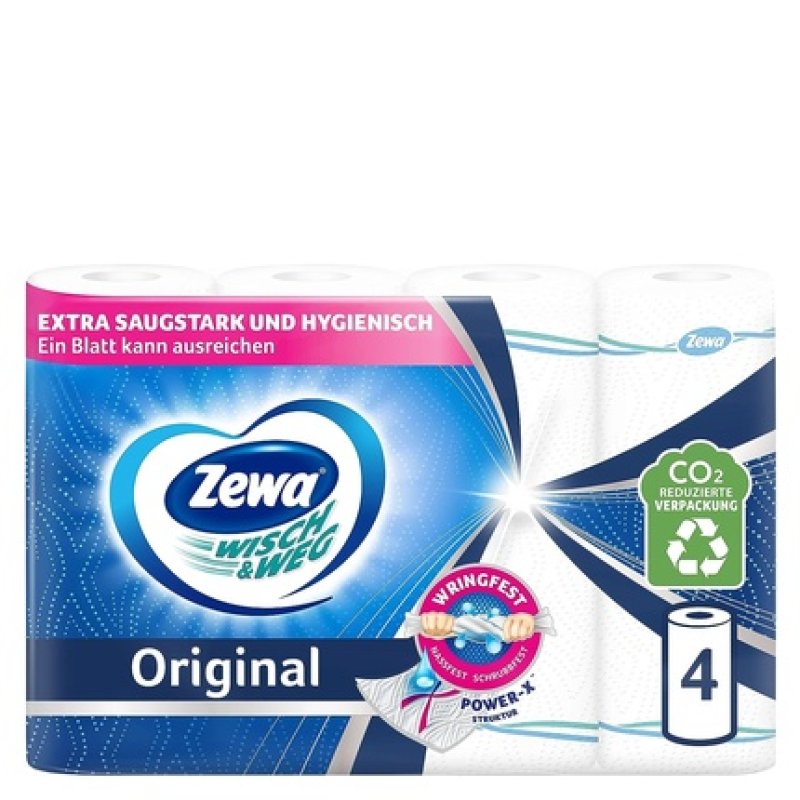 Zewa Original Kitchen Rolls Absorbent Wipes 45 Sheets - Pack of 4
