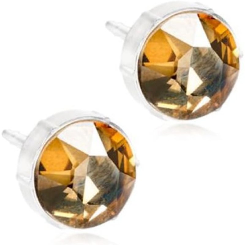 Blomdahl Nickel Free Medical Plastic 8mm Crystal Stud Earrings