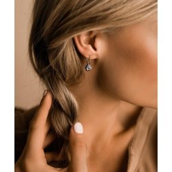 Blomdahl Hypoallergenic Natural Titanium Round Crystal Pendant Earrings