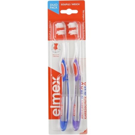 Elmex Anti-Cavity Interx Soft Toothbrushes - Blue and Purple Duo Pack