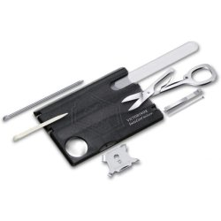 Victorinox Swiss Card Nail Care Swiss Made Pocket Tool Credit Card Size 13 Functions File Scissors Black Transparent