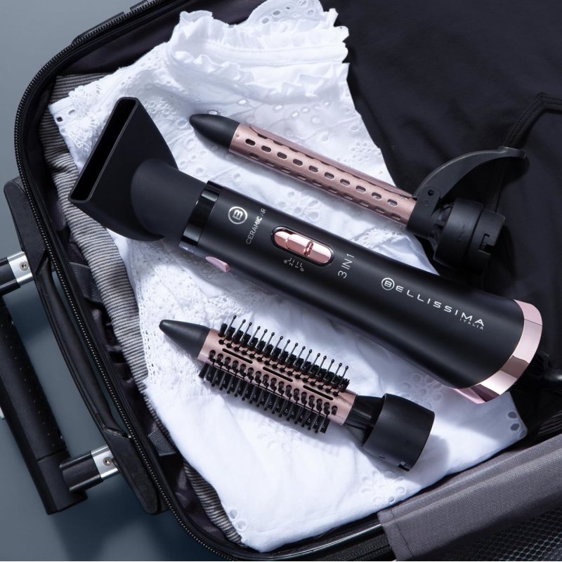 Bellissima 11886 hair styling tool Hot air brush Warm Black, Rose 800 W 1.8 m