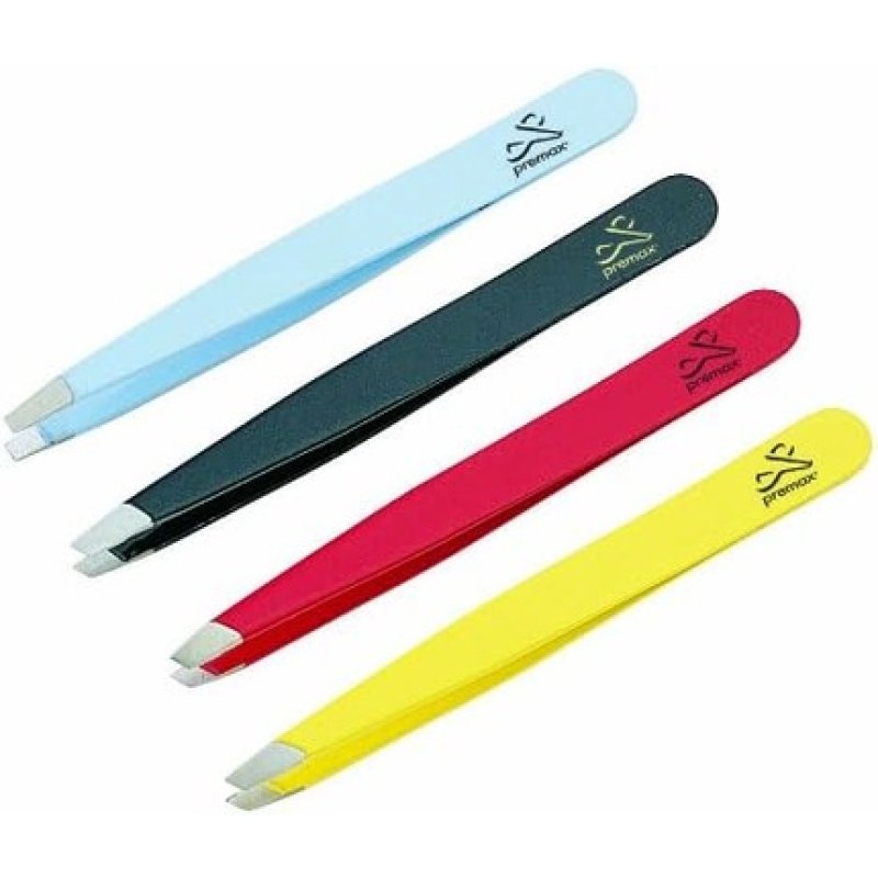 Optima 3.5 inch Pink Finish Stainless Steel Slant Tip Tweezers