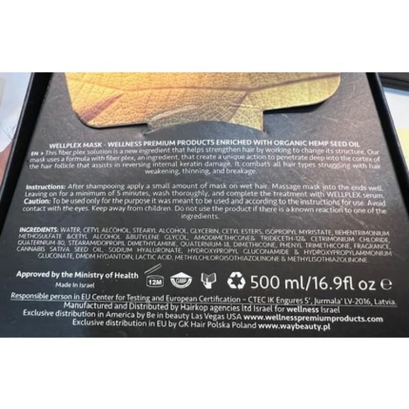 Wellness Premium Wellplex Hair Mask for All Hair Types Enriched with Organic Ingredients