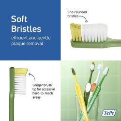TEPE Nova Soft Toothbrush for Adults with Tapered Head, Angled Neck, and Thumb Grip