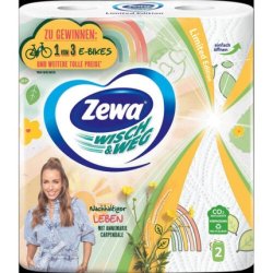 Zewa Kitchen Rolls Wipe & Away Fun Design 2-Ply, 2 Rolls