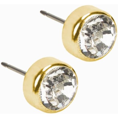 Blomdahl Hypoallergenic Golden Titanium Bezel Crystal Stud Earrings