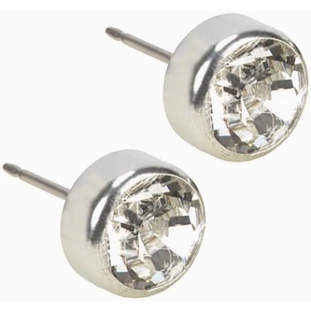 Blomdahl Hypoallergenic Silver Titanium Bezel Crystal Stud Earrings