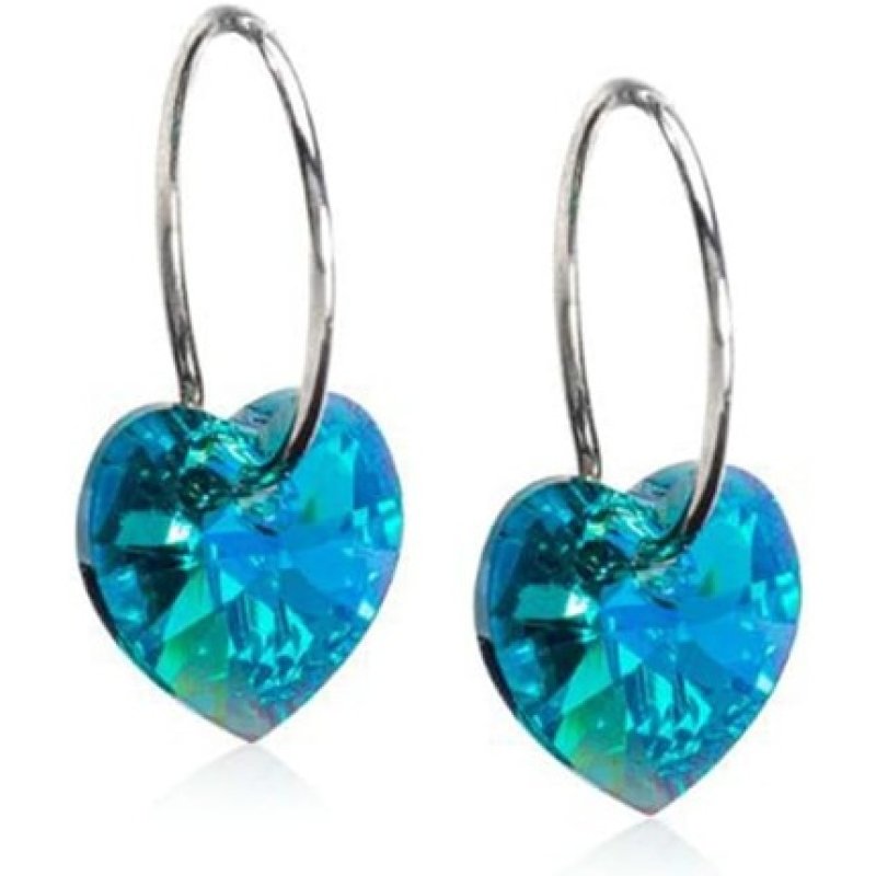 Blomdahl Hypoallergenic Natural Titanium Crystal Heart Pendant Earrings